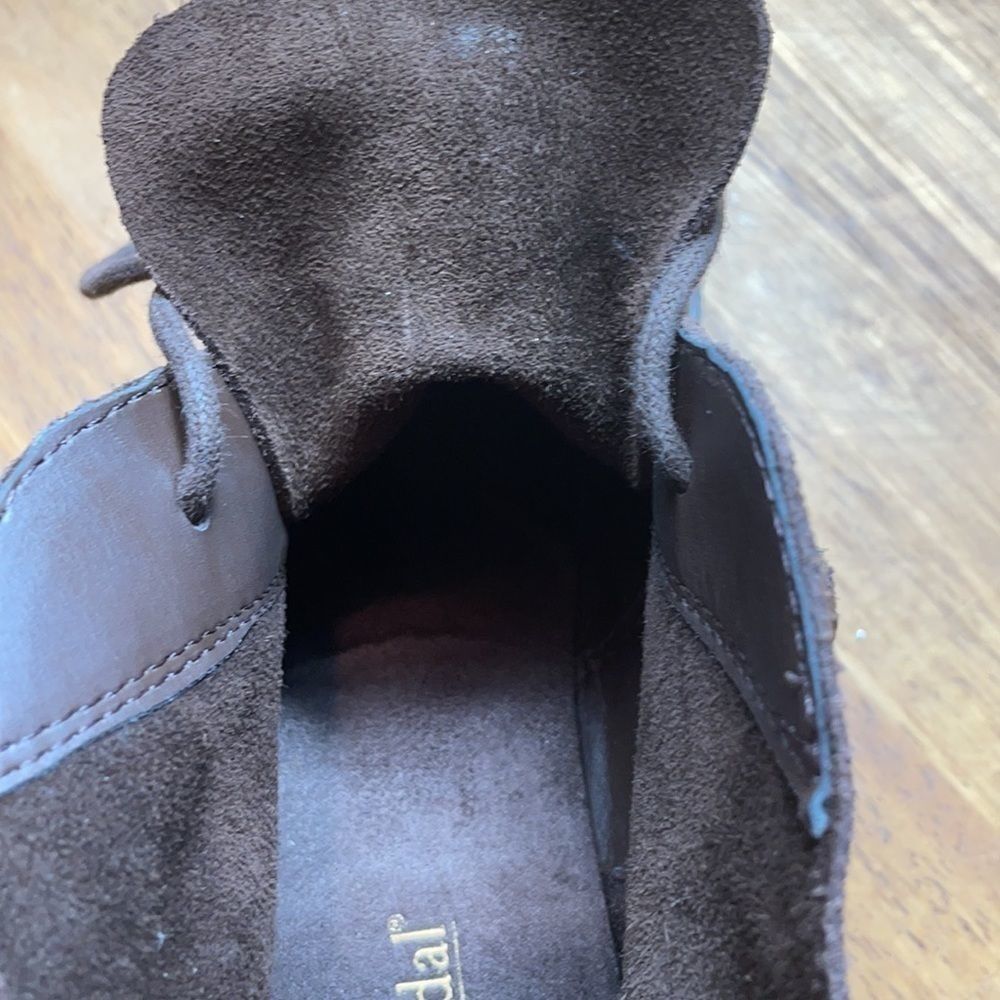 BJORNDAL DARK CHESTNUT BROWN ANKLE SUEDE BOOTIES - Picture 6 of 7
